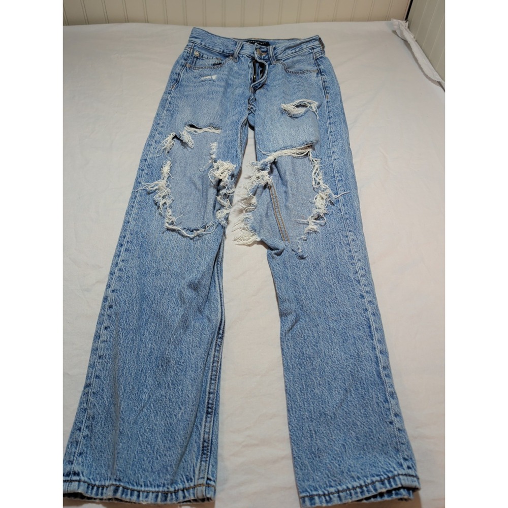 Aeropostale Womens High Rise 90s Baggy Distressed Wide Leg Jeans Size 00 Reg